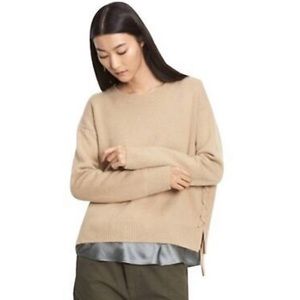 Vince Cashmere Side Tie Lace Sweater in Tan Size S